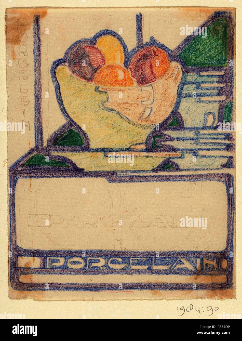 Design for advertising for `Porcelain '. Draughtsman: Reijer Stolk. Dating: 1906 - 1945. Measurements: h 141 mm × w 110 mm. Museum: Rijksmuseum, Amsterdam. Stock Photo
